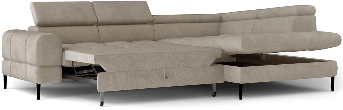 Voss ugaona garnitura s ležajem 285x218x93 Memphis 04 desna bež