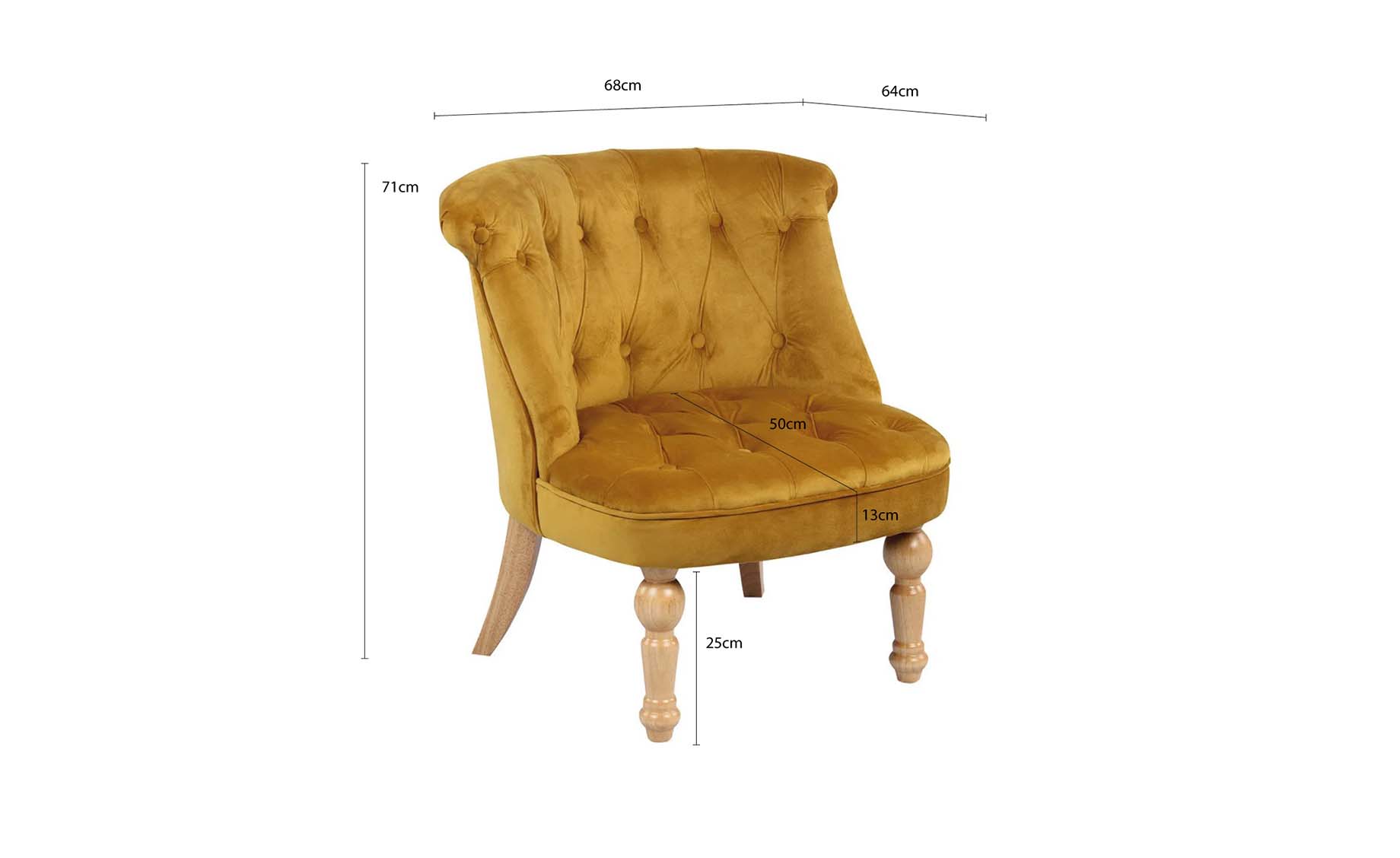 Velvet fotelja zlatna 68x64x71 cm
