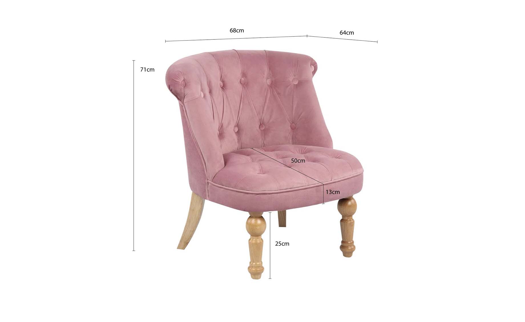 Velvet fotelja roze 68x64x71cm