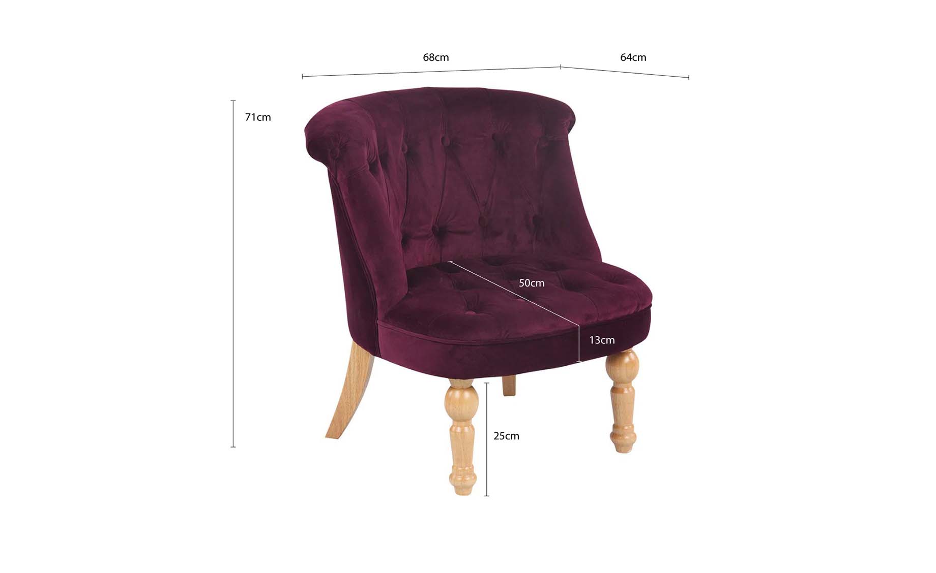 Velvet fotelja ljubičasta 68x64x71cm