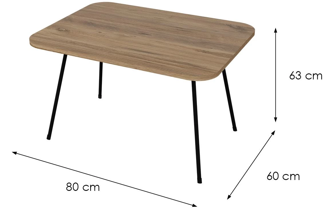Klub sto Fd- Fp6080fpt-001 80x60x63 natur crni