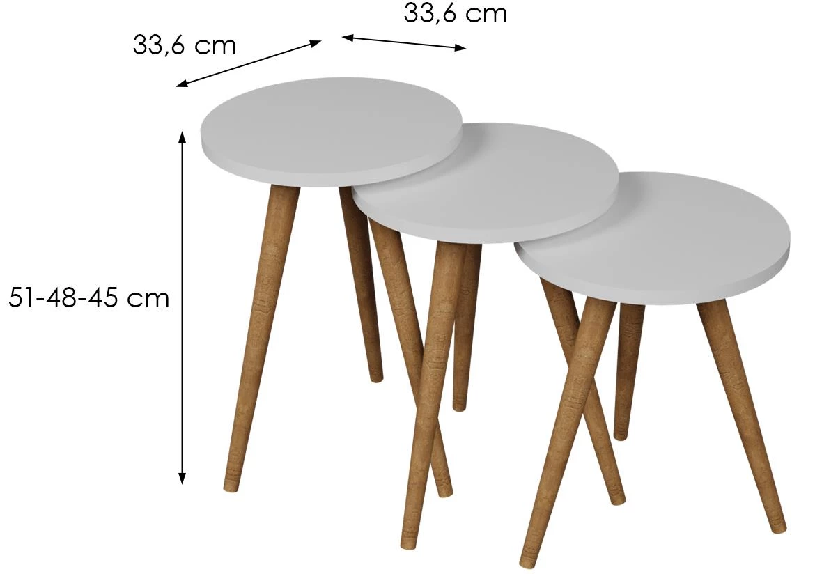 Set od 3 stocica  Fd-Wdl3pccts-002 Bela/natur 33,6x33,6x51