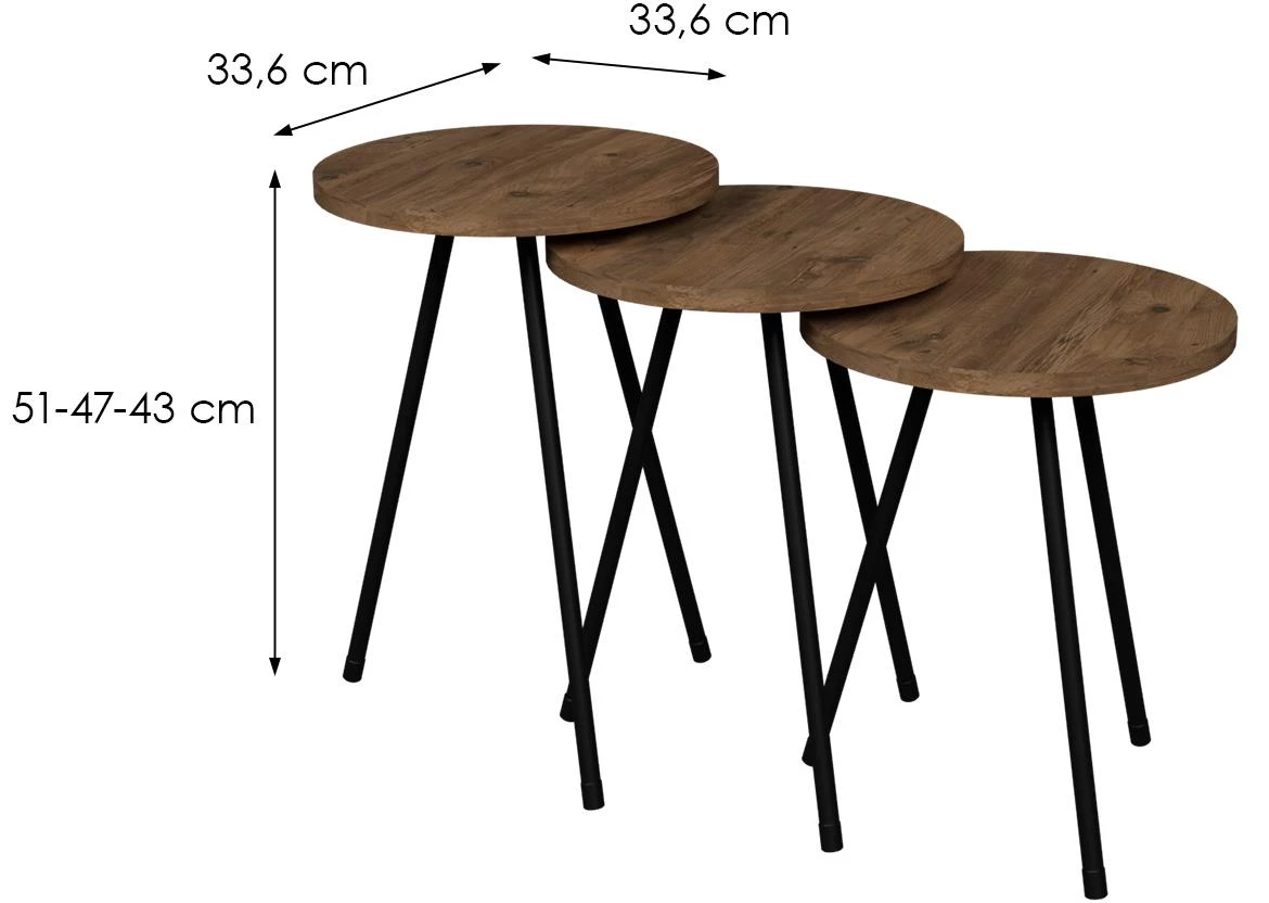 Set od 3 stocica  Fd–3pcts-001 tamni natur 33,6x33,6x51