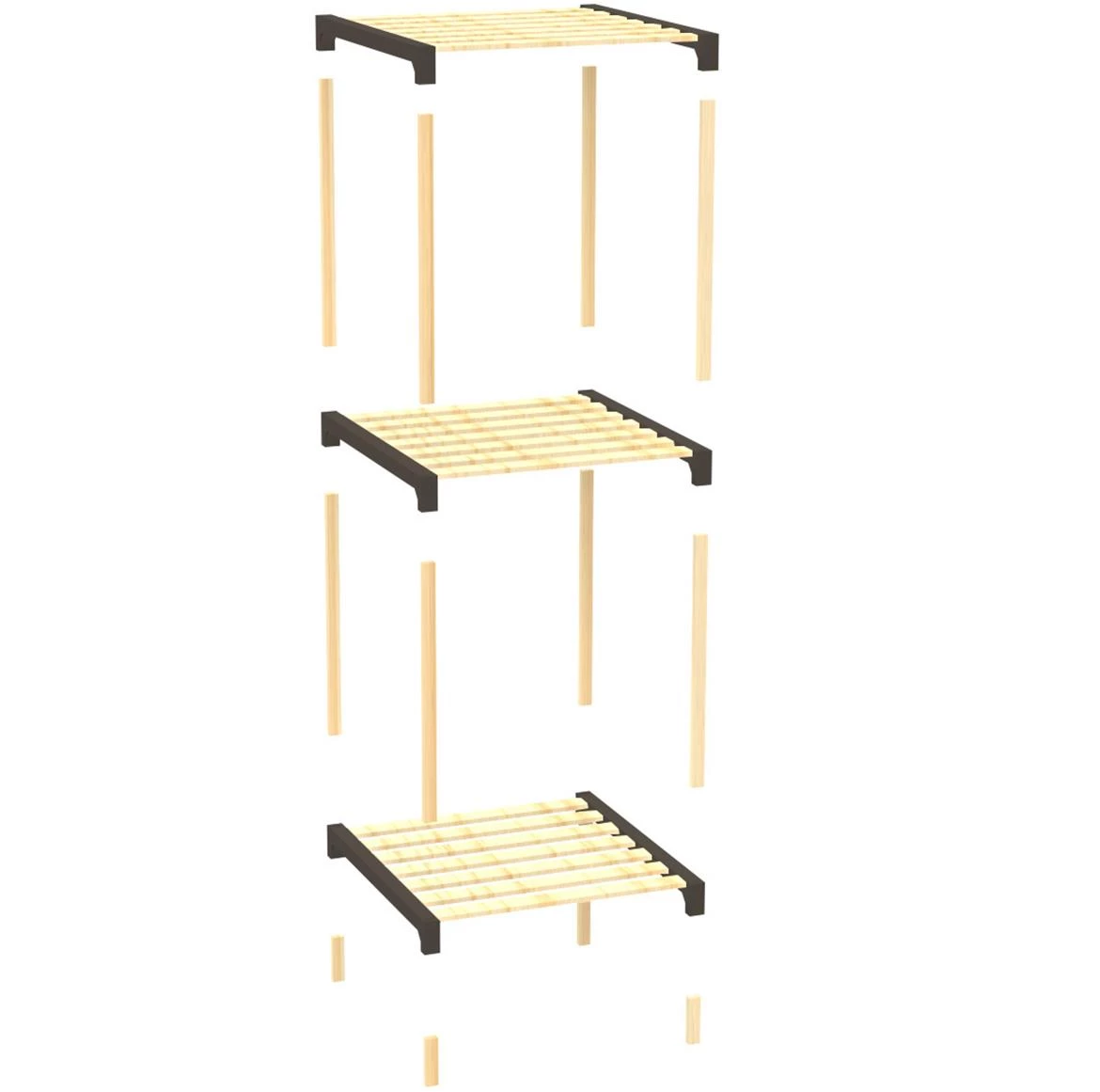Višenamenska polica FIX2013-3 prirodna/crna 41x33x79