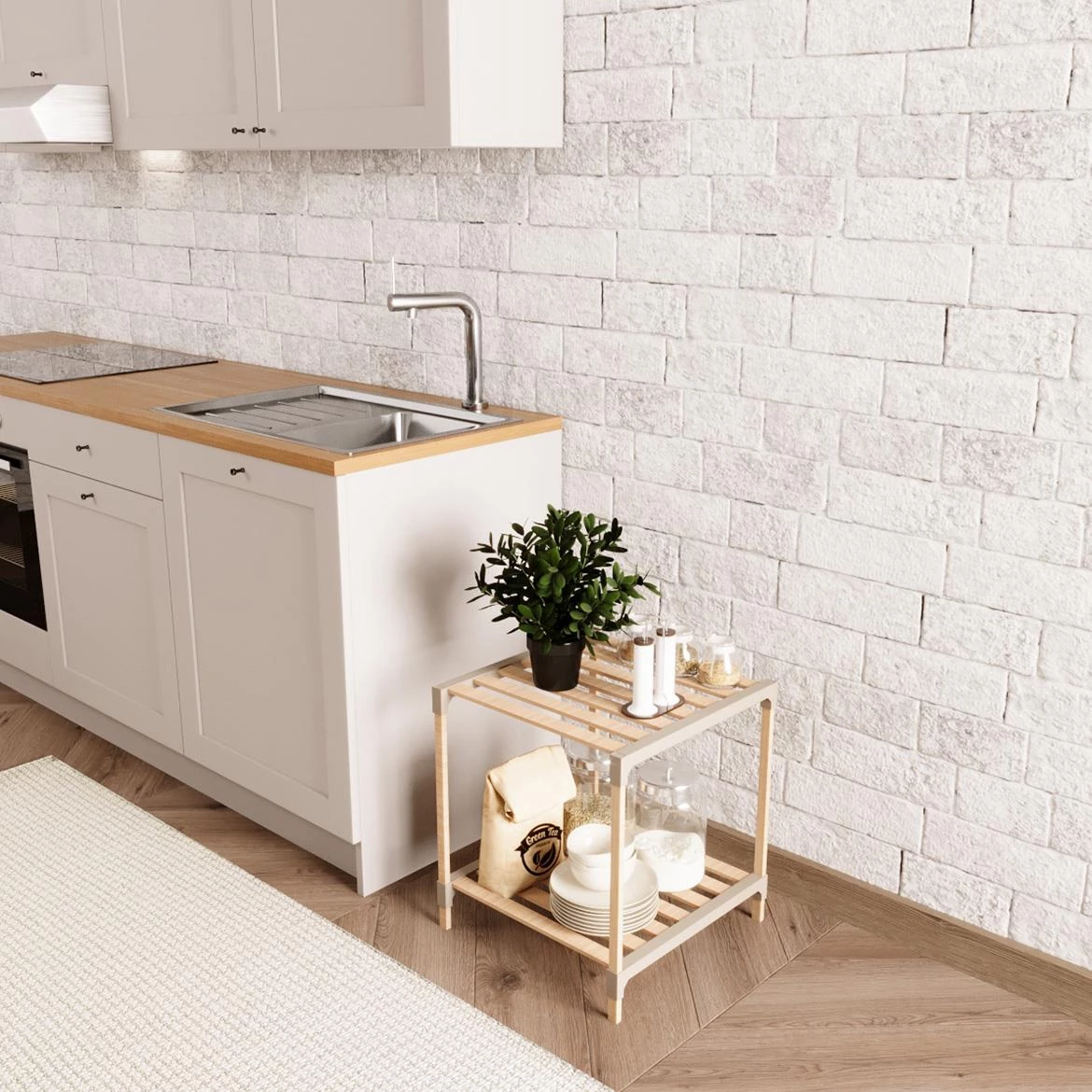 Višenamenska polica FIX2013-2 prirodna/bež boja 41x34x46