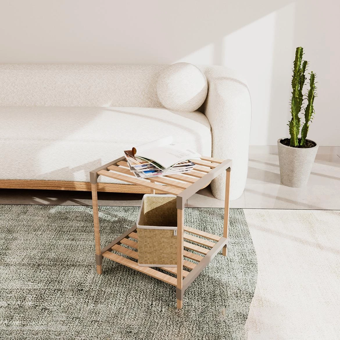 Višenamenska polica FIX2013-2 prirodna/bež boja 41x34x46