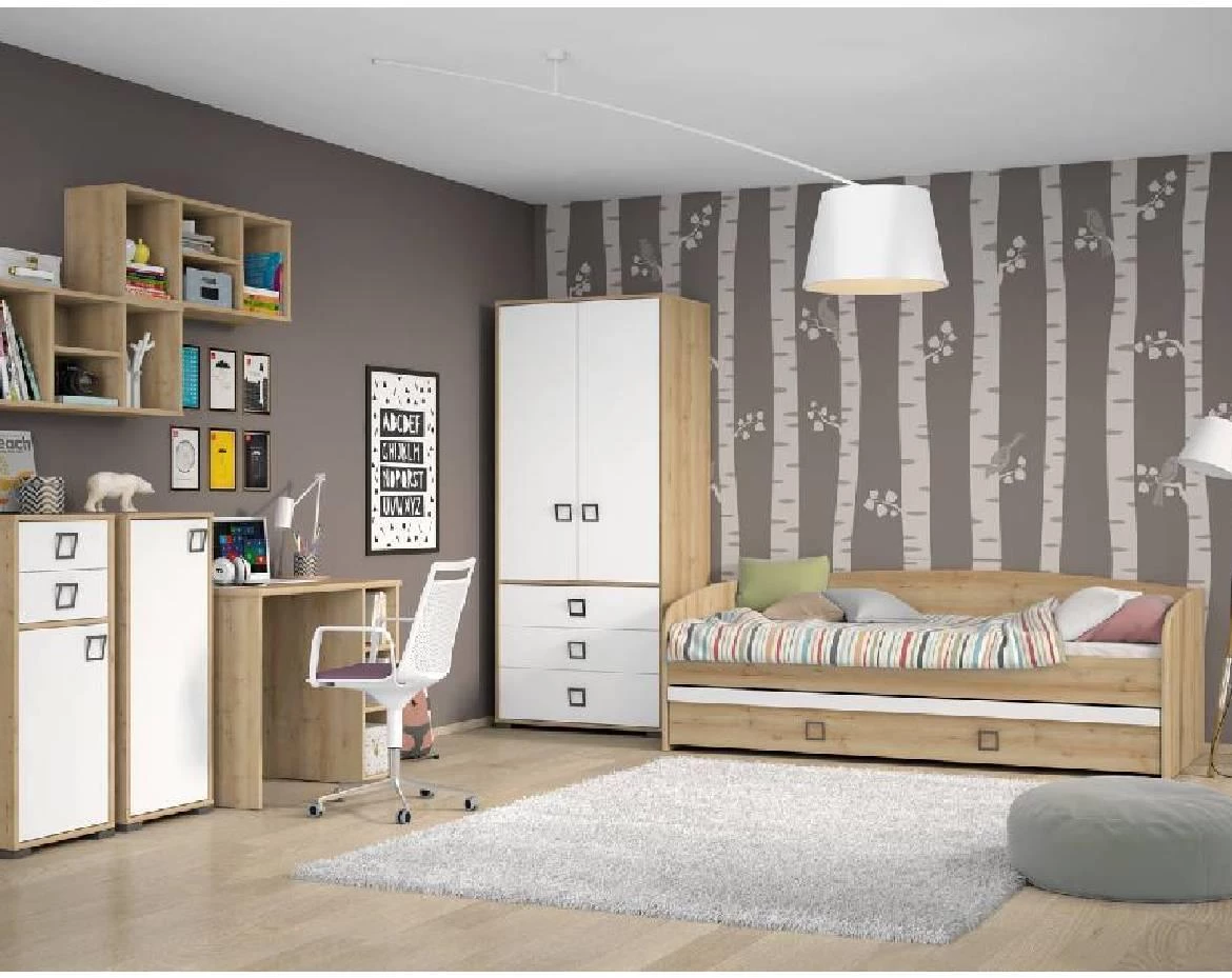 Kiki G33-BK/KI-15 ugaoni ormar + vrata, 126x56x198 cm, boja bukva/bela