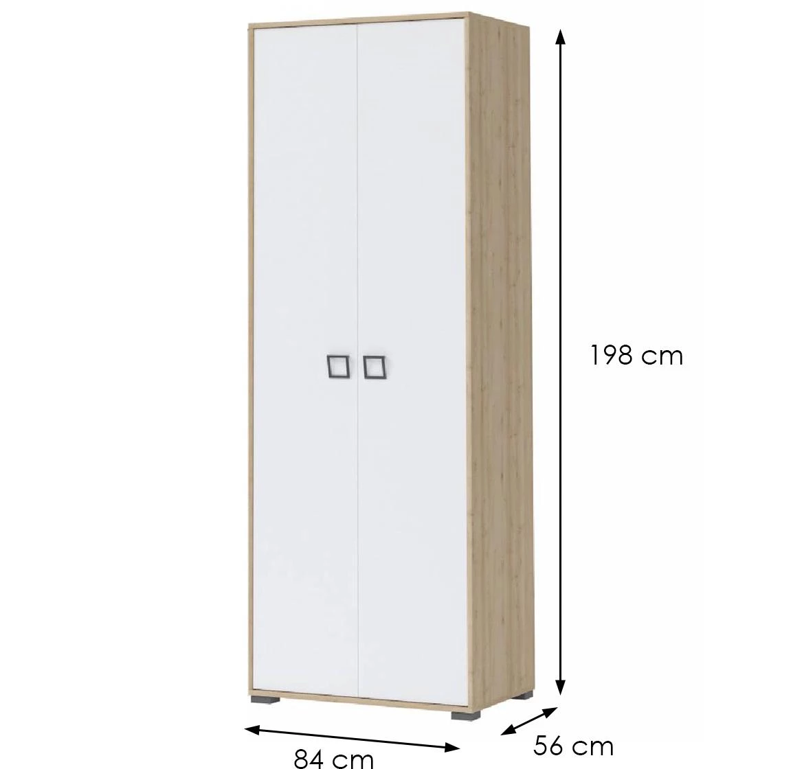 Kiki G2P-BK/KI-15 ormar 2D + 2 vrata, 84x56x198 cm, boja bukva/bela