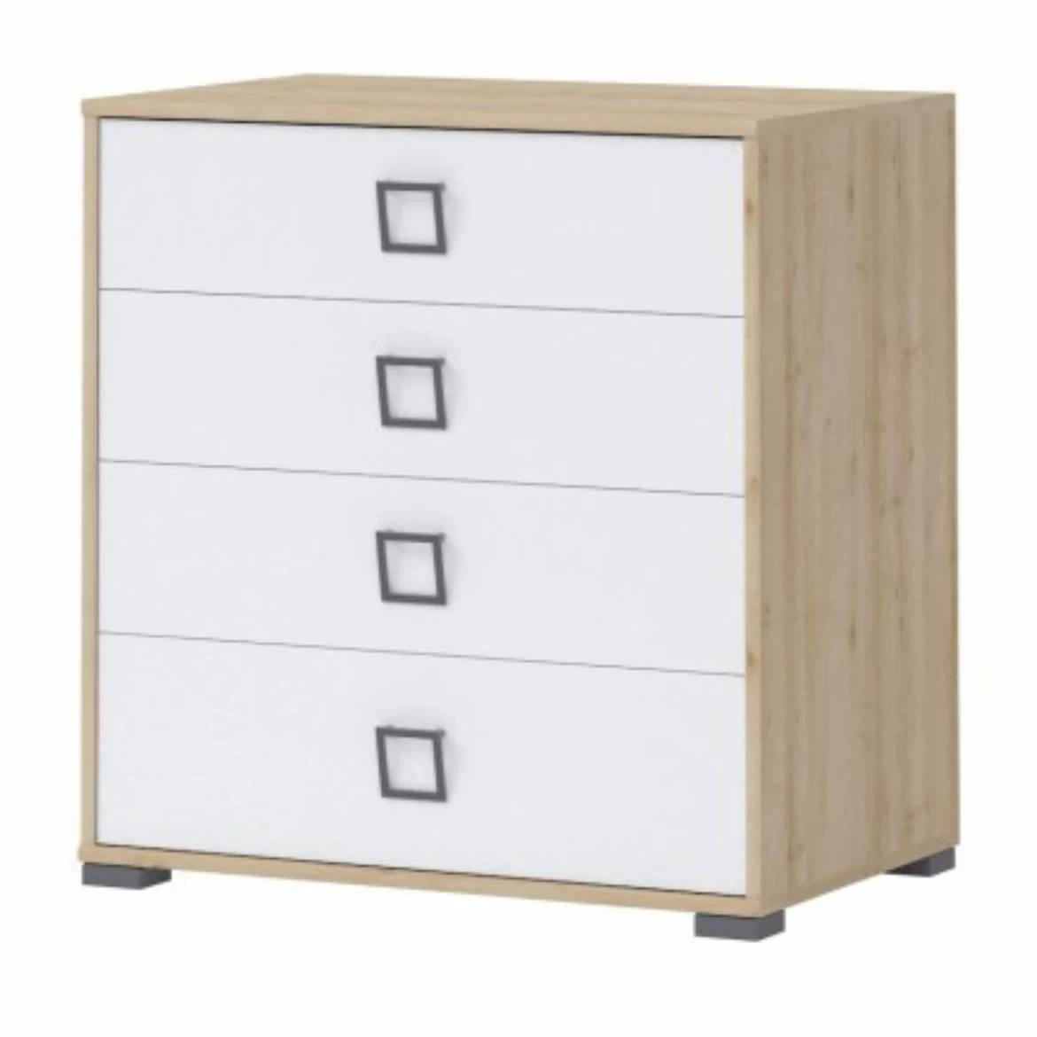 Kiki F4-BK/KI-15 komoda + 4 fioke, 84x56x89 cm, boja bukva/bela