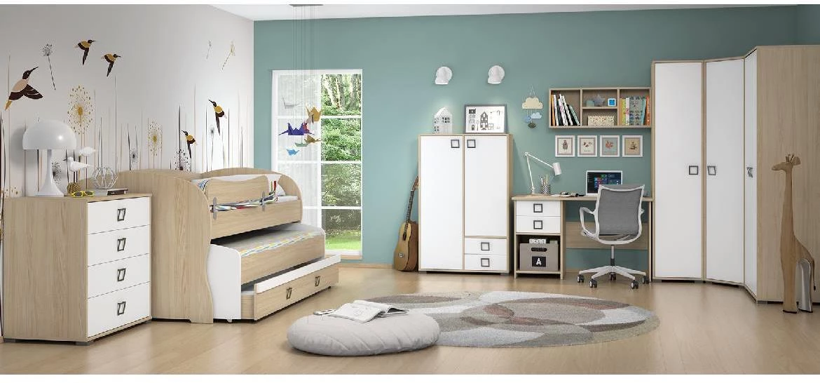 Kiki F4-BK/KI-15 komoda + 4 fioke, 84x56x89 cm, boja bukva/bela