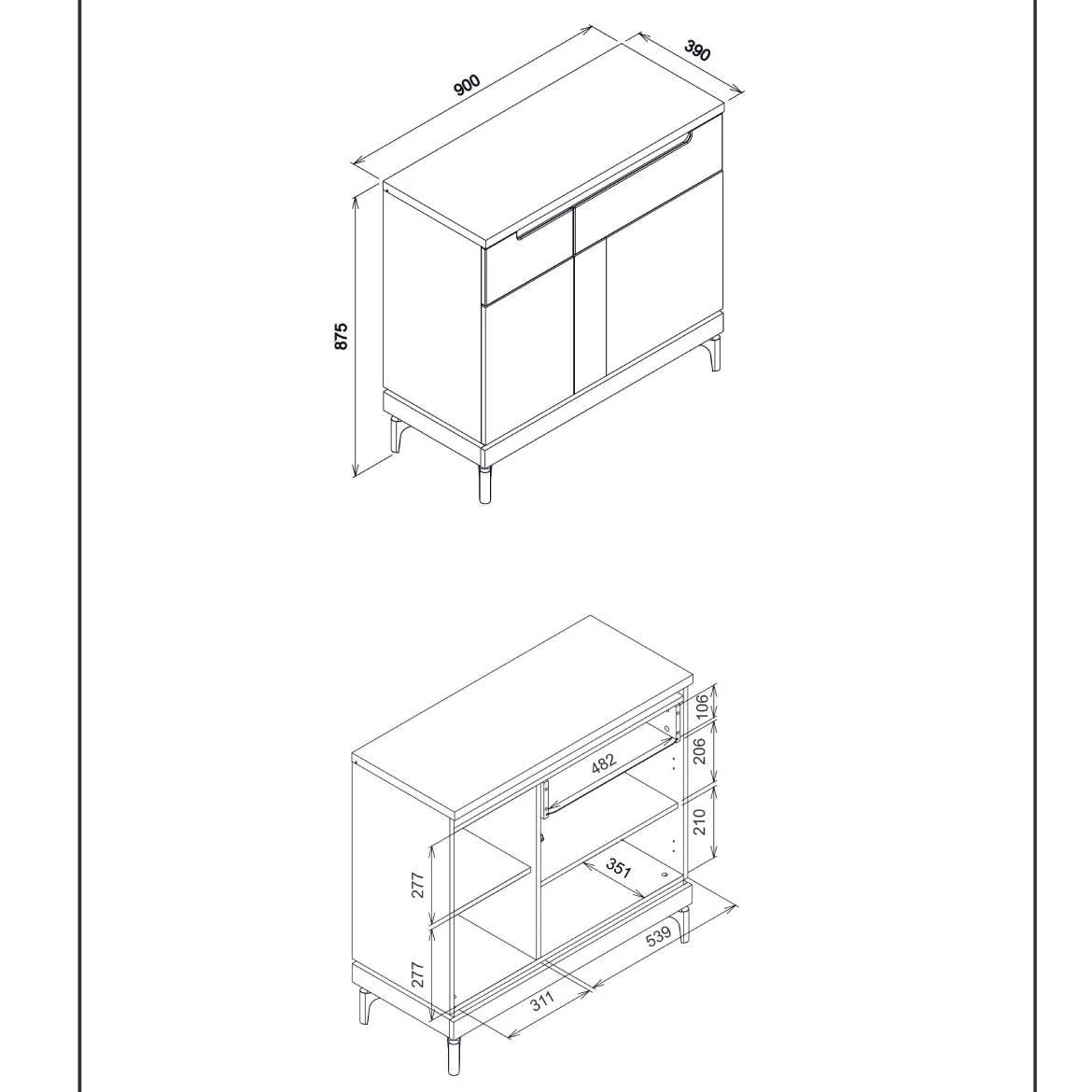 Aston An02 Komoda 90x39x87,5 hrast/kašmir bež