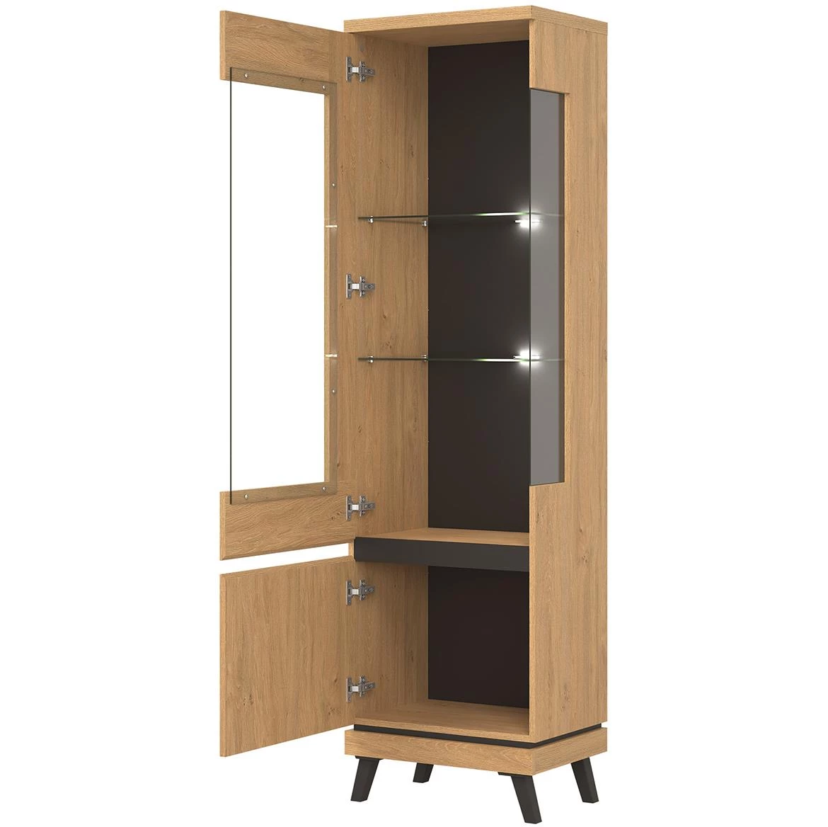 Vitrina Ate At05  54,5x39x,197 hrast/crna