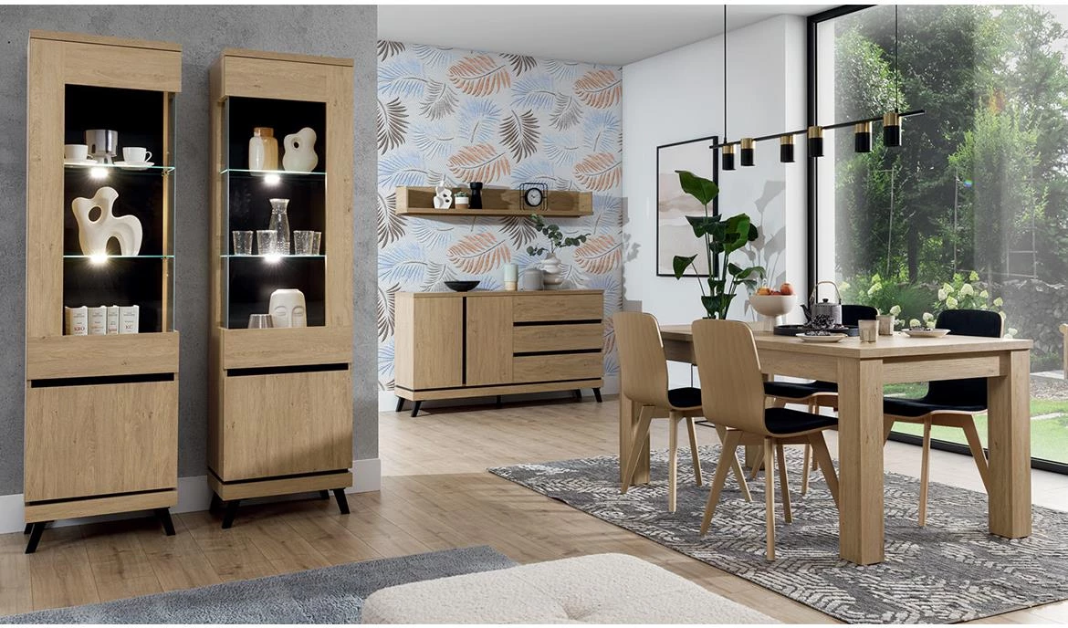 Vitrina Ate At05  54,5x39x,197 hrast/crna