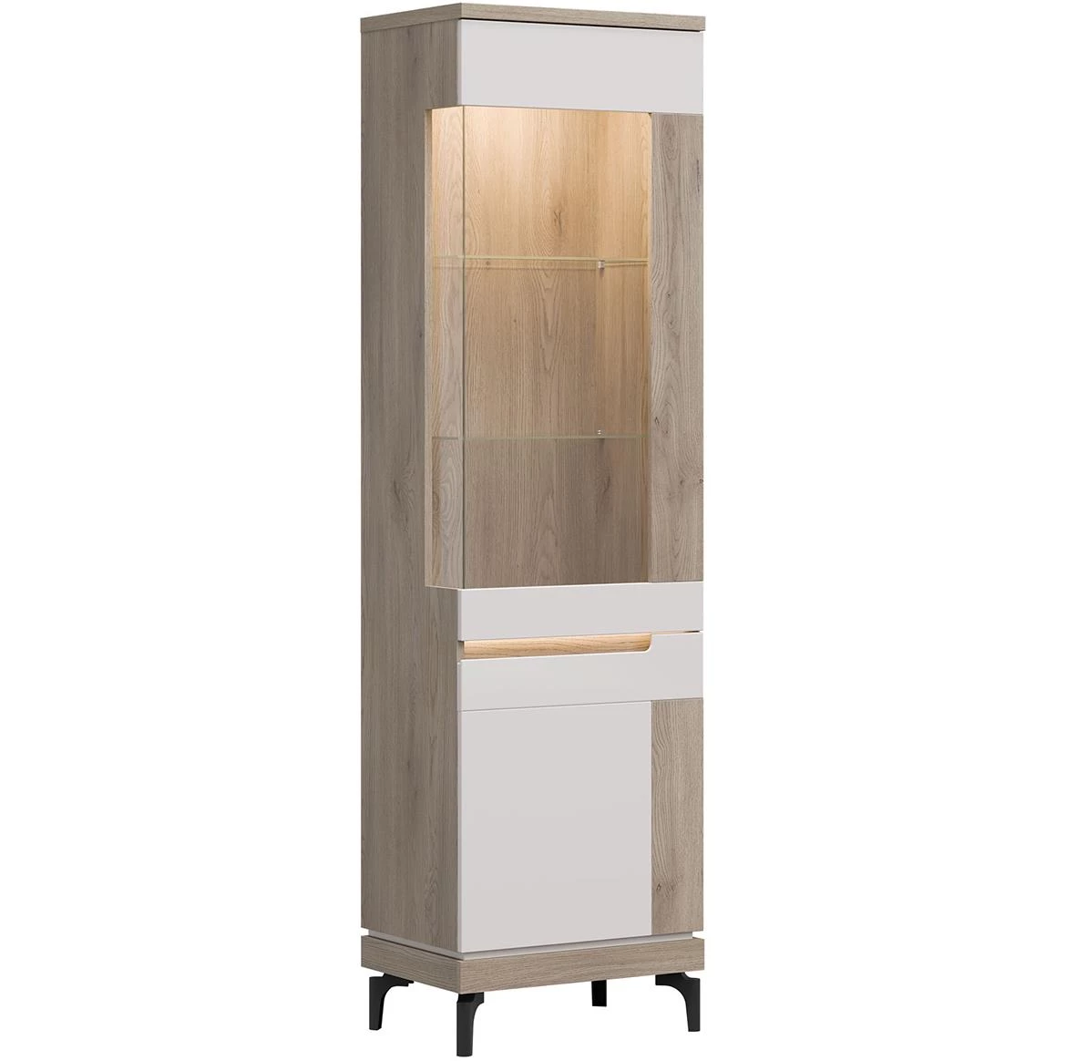 Aston An06  D Vitrina 55x39x197 Hrast/Kašmir bež