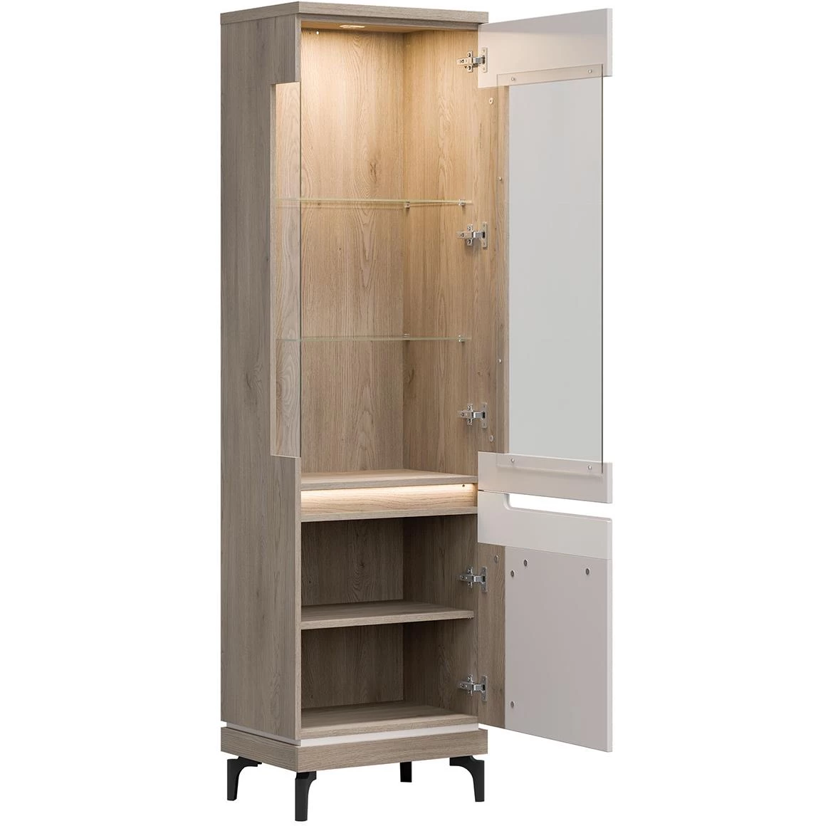 Aston An06  D Vitrina 55x39x197 Hrast/Kašmir bež