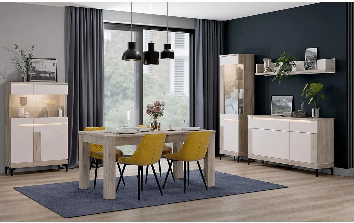 Aston An06  D Vitrina 55x39x197 Hrast/Kašmir bež