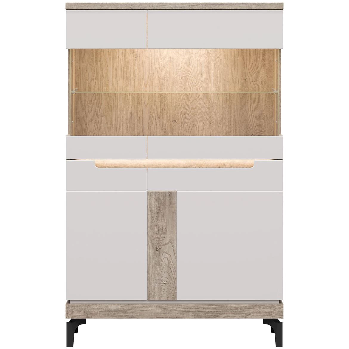 Vitrina Aston An04 90x39x143 hrast/kašmir bež