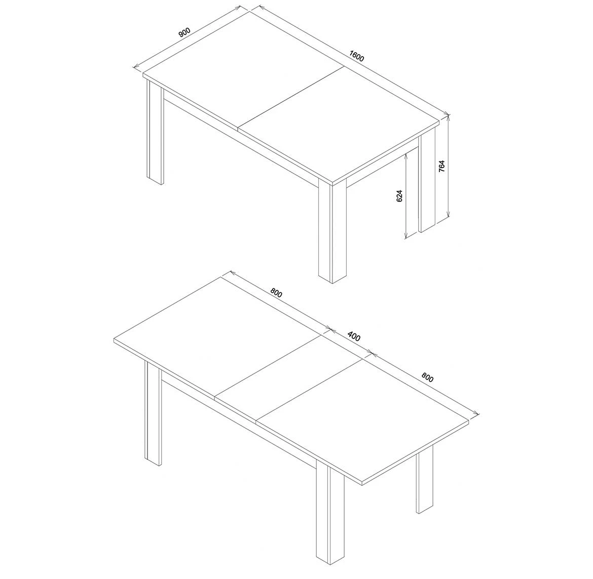 York Y-15 produživi stol 160(200)x90x76 Hrast/Grafit