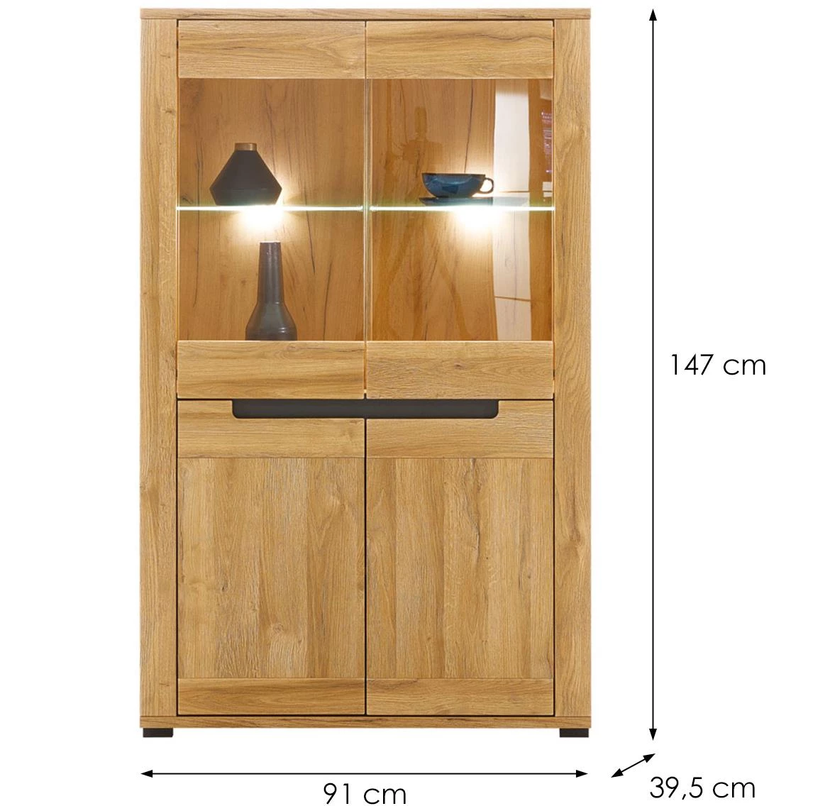 York Y-4 vitrina 91x39,5x147 hrast/grafit