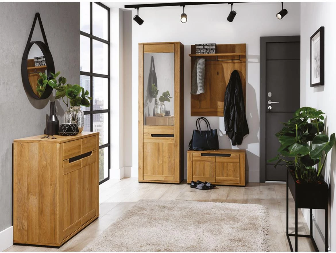 York Y-4 vitrina 91x39,5x147 hrast/grafit