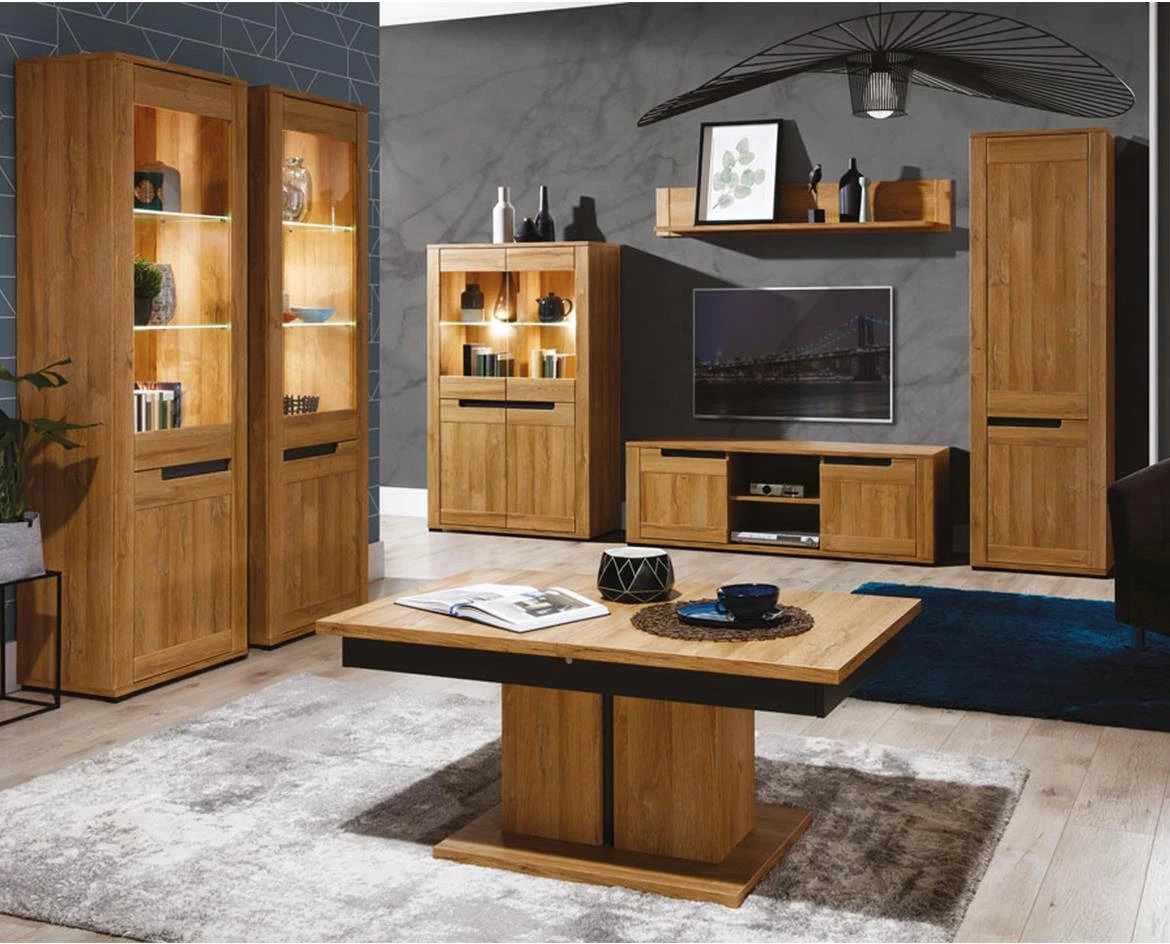 York Y-4 vitrina 91x39,5x147 hrast/grafit