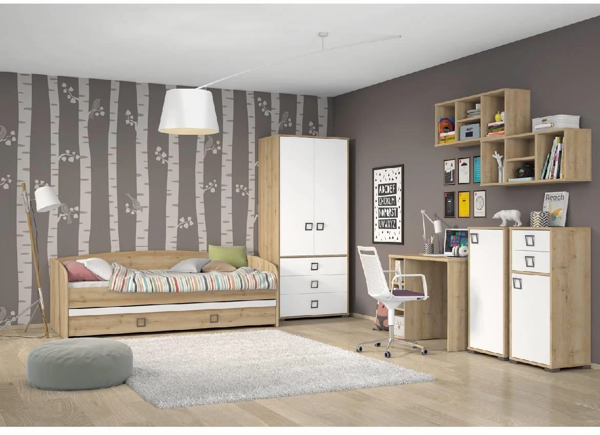 Kiki P33-BK/KI-15 ormar + 3 vrata + 3 fioke, 126x56x236 cm, boja bukva/bela