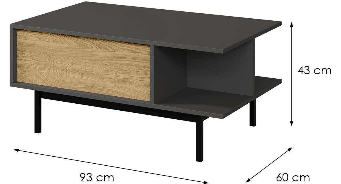 Alsy 12 klub stocic 93x60x43 siva/hrast