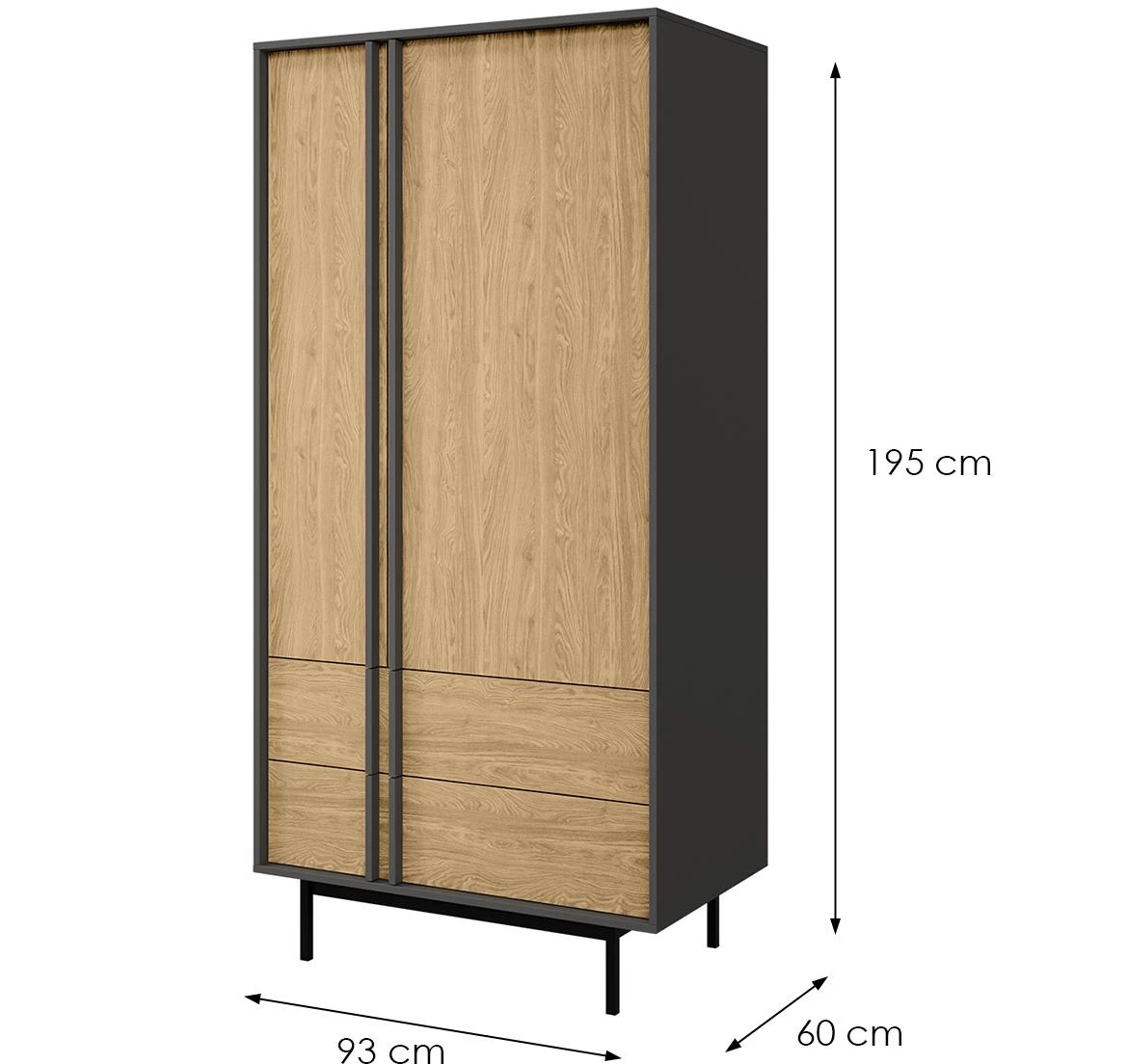 Alsy 1 Ormar 93x60x195 siva/hrast