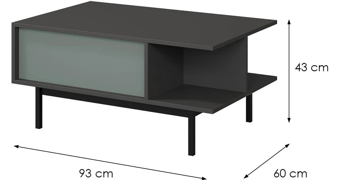 Alsy 12 klub stocic 93x60x43 siva/aloe zelena