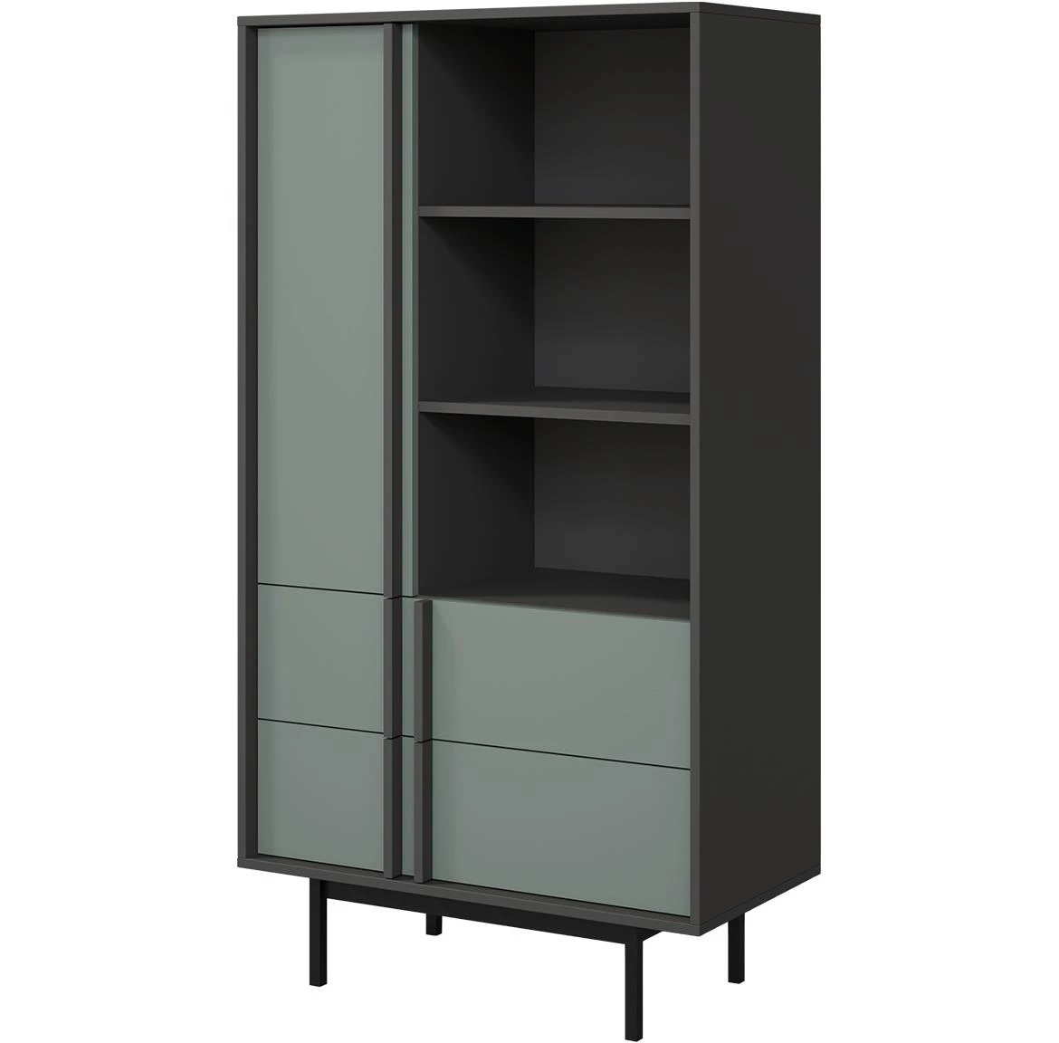 Alsy 4 polica 83x43x155 siva/aloe zelena