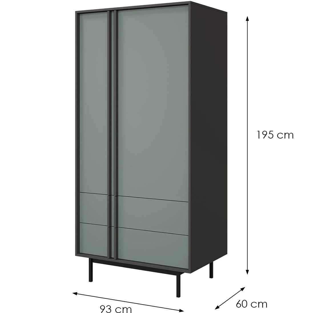 Alsy 1 Ormar 93x60x195 siva/aloe zelena