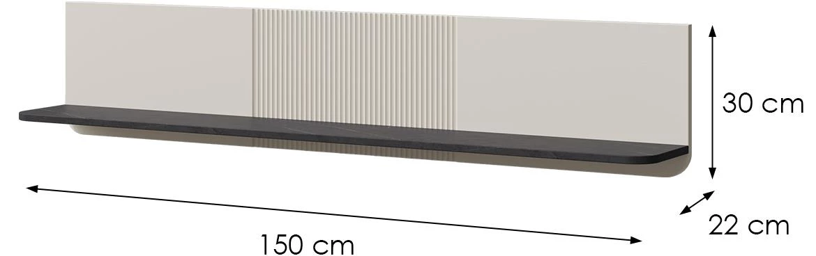 Marly 18 zidna polica 150x22x30 kašmir bež/siva