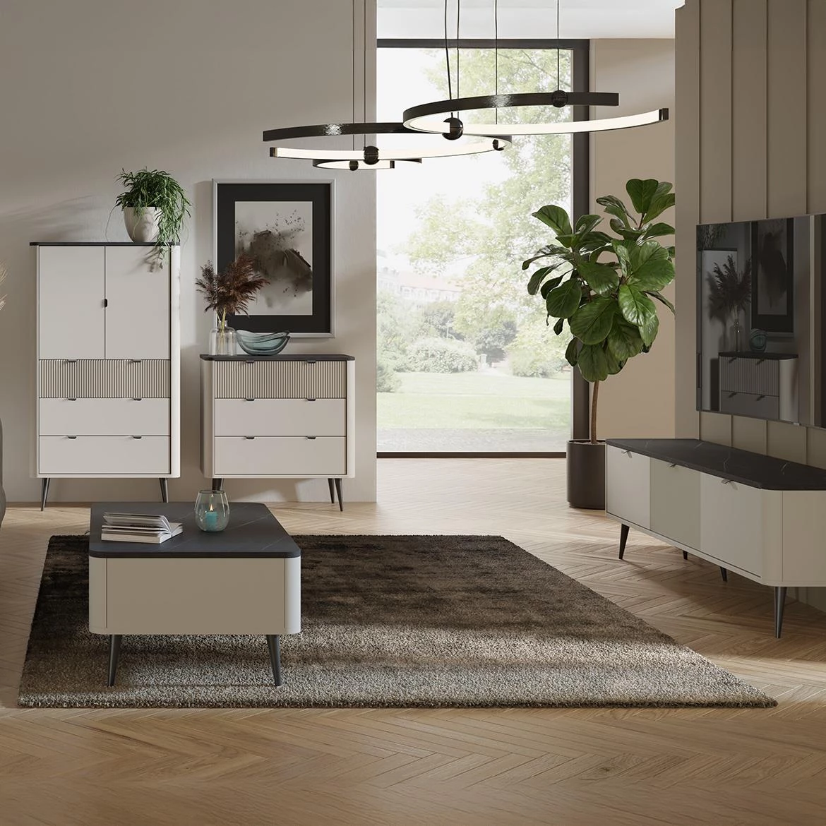 Marly 18 zidna polica 150x22x30 kašmir bež/siva