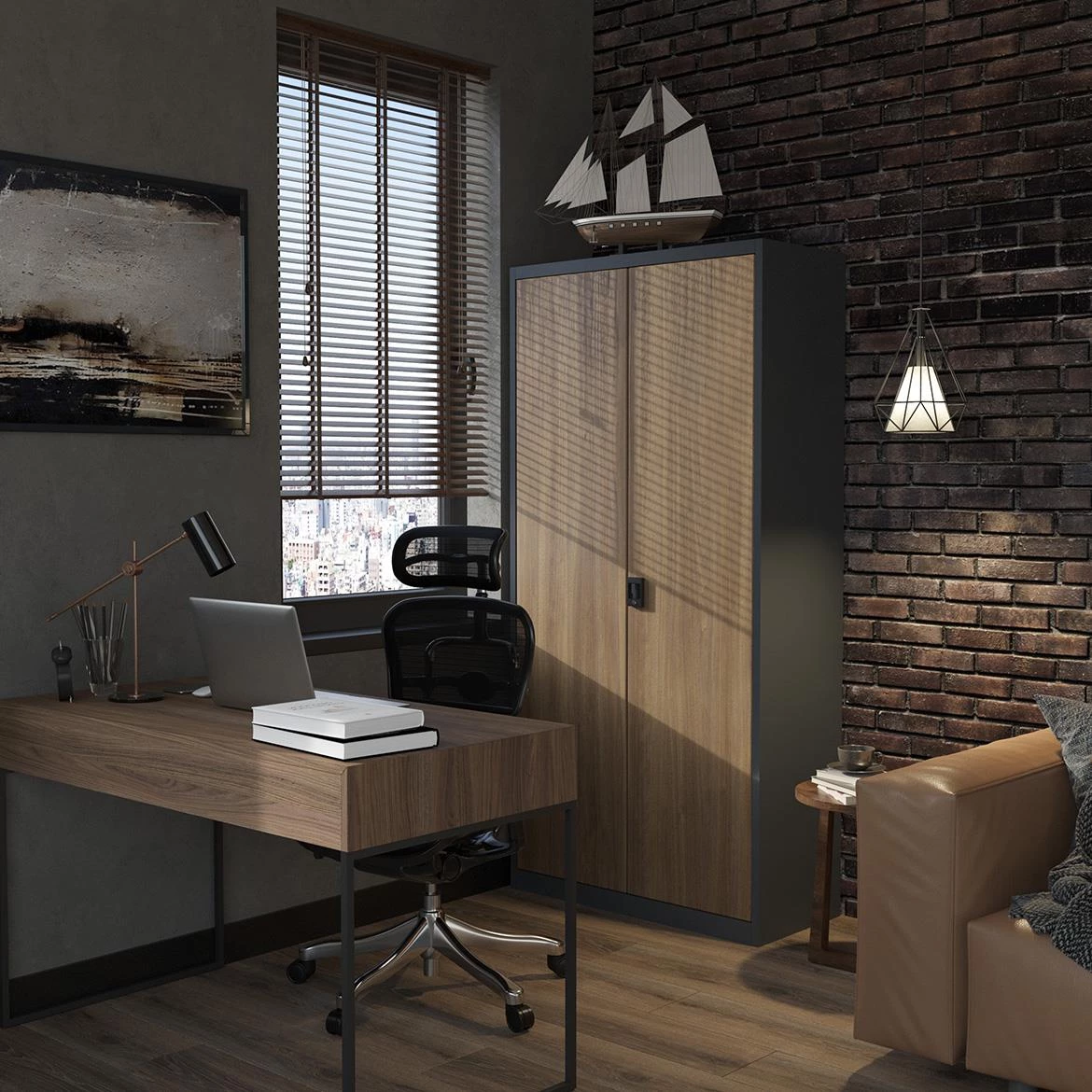 ?an garderober, metal, antracit/orah 90x40x185