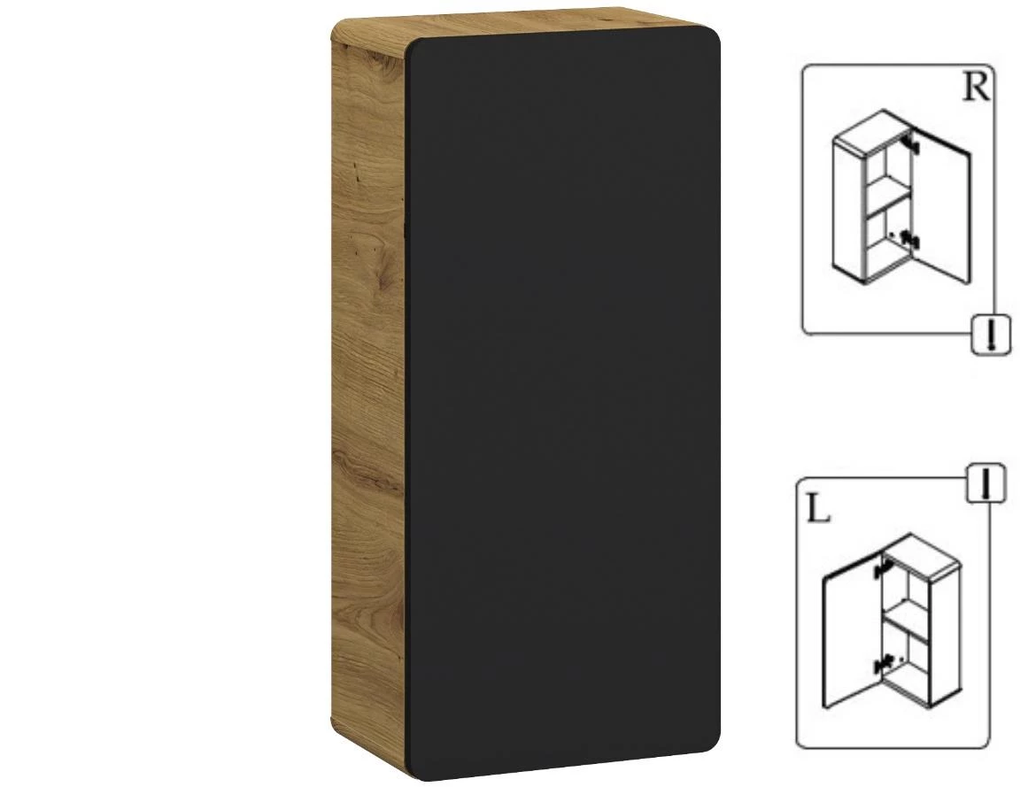 Bronx 35 viseci ormaric 35x21,6x75 natur artisan hrast/crna