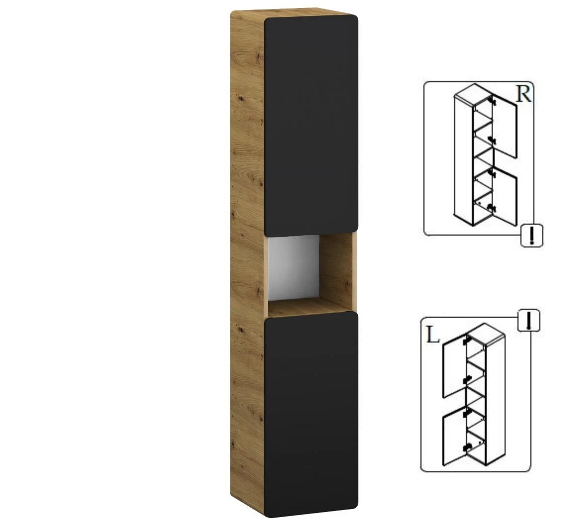 Bronx 35 ormar 35x31,6x170 natur artisan hrast/crna