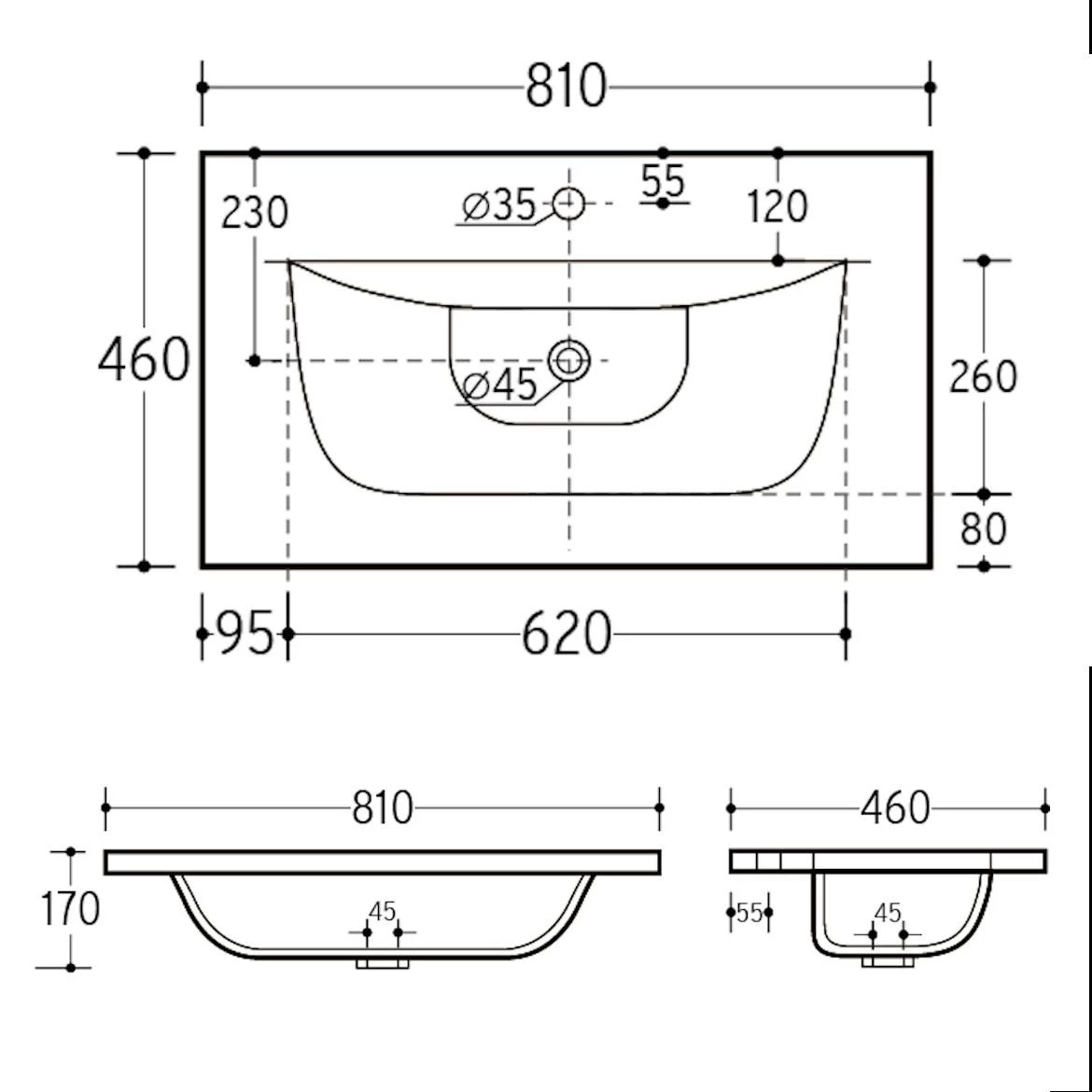 Sky 80 nasadni keramicki umivaonik 81x46x12 beli