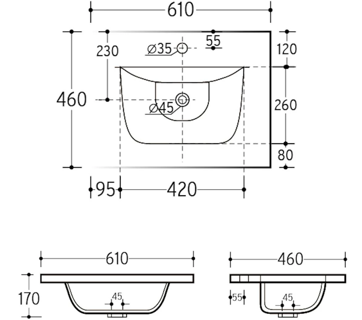 Sky 60 nasadni keramicki umivaonik 61x46x12 beli