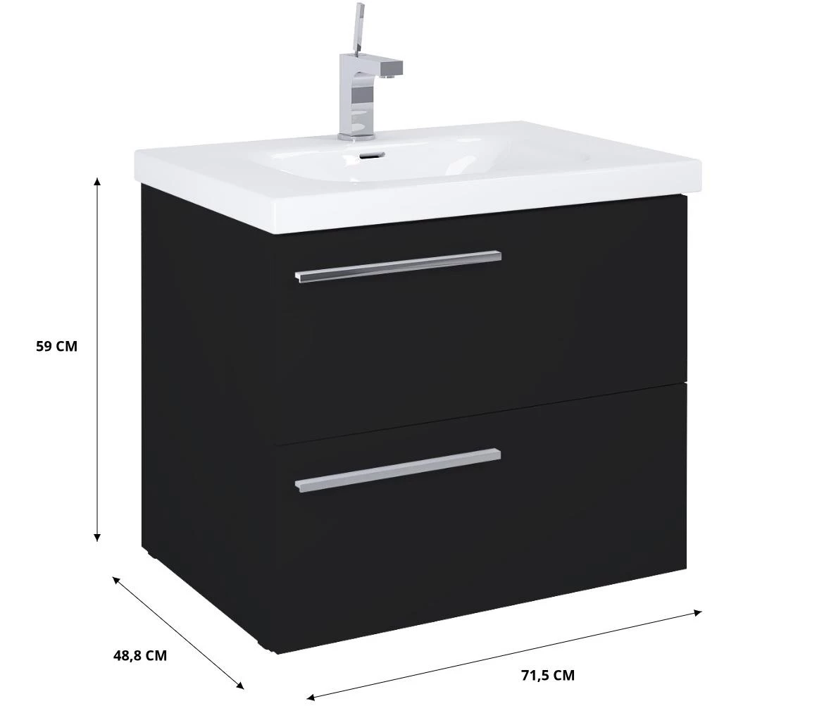 Royal 70 2S baza za umivaonik 71,5x48,8x59 crna mat