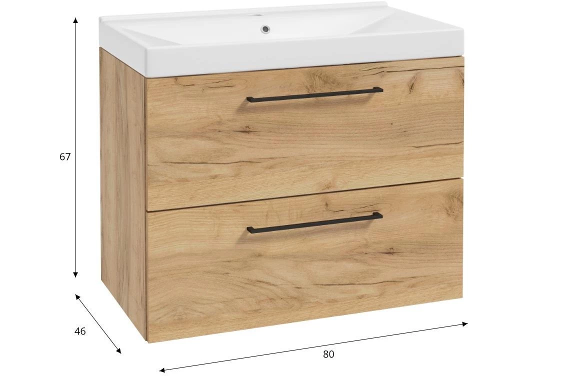 Vesper D80 0D2S baza s umivaonikom 80x46x67 natur zlatni hrast