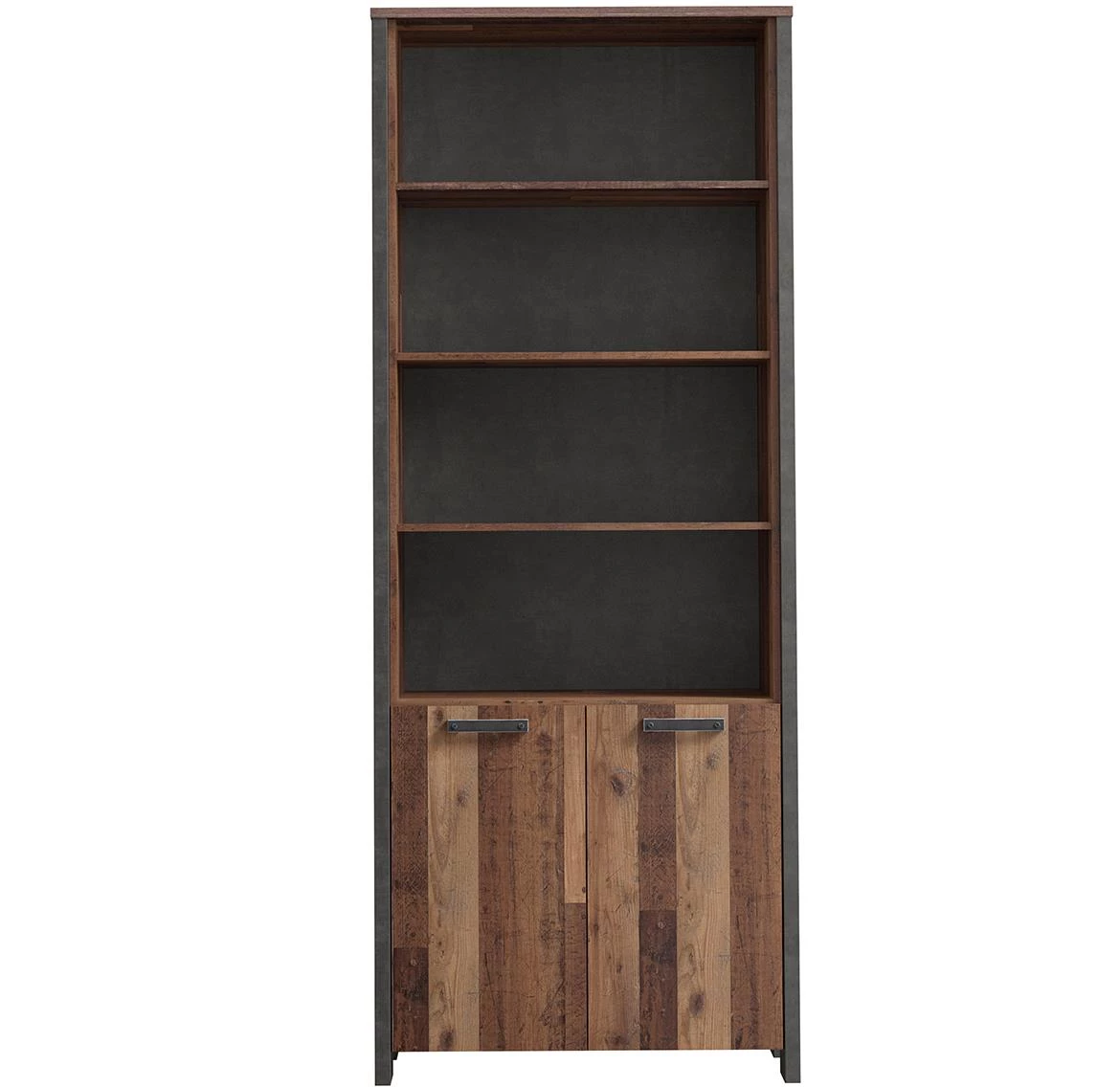 Symmach 3P2D polica 87x42x221 oldwood natur/beton siva