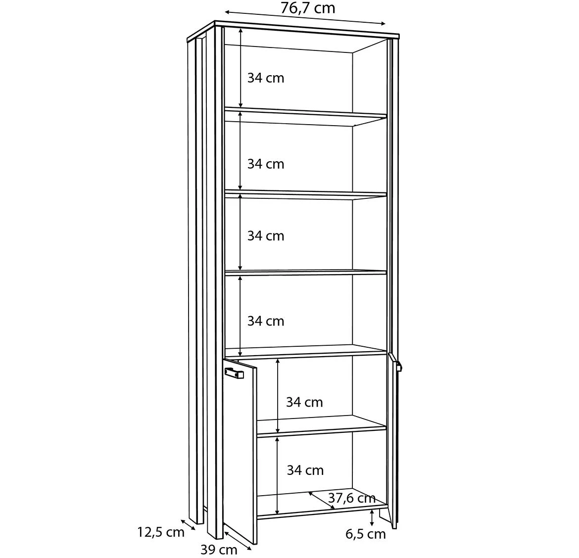 Symmach 3P2D polica 87x42x221 oldwood natur/beton siva
