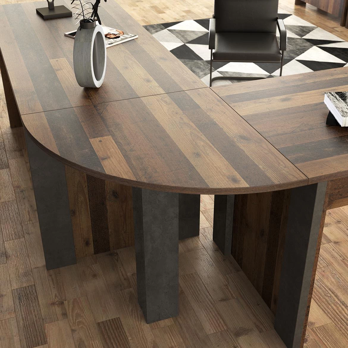 Symmach ugaoni nastavak za radni sto 70x70x73,5 oldwood natur/beton siva