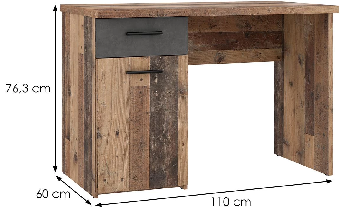 Oldheaven radni sto 110x60x76,3 oldwood natur/beton siva