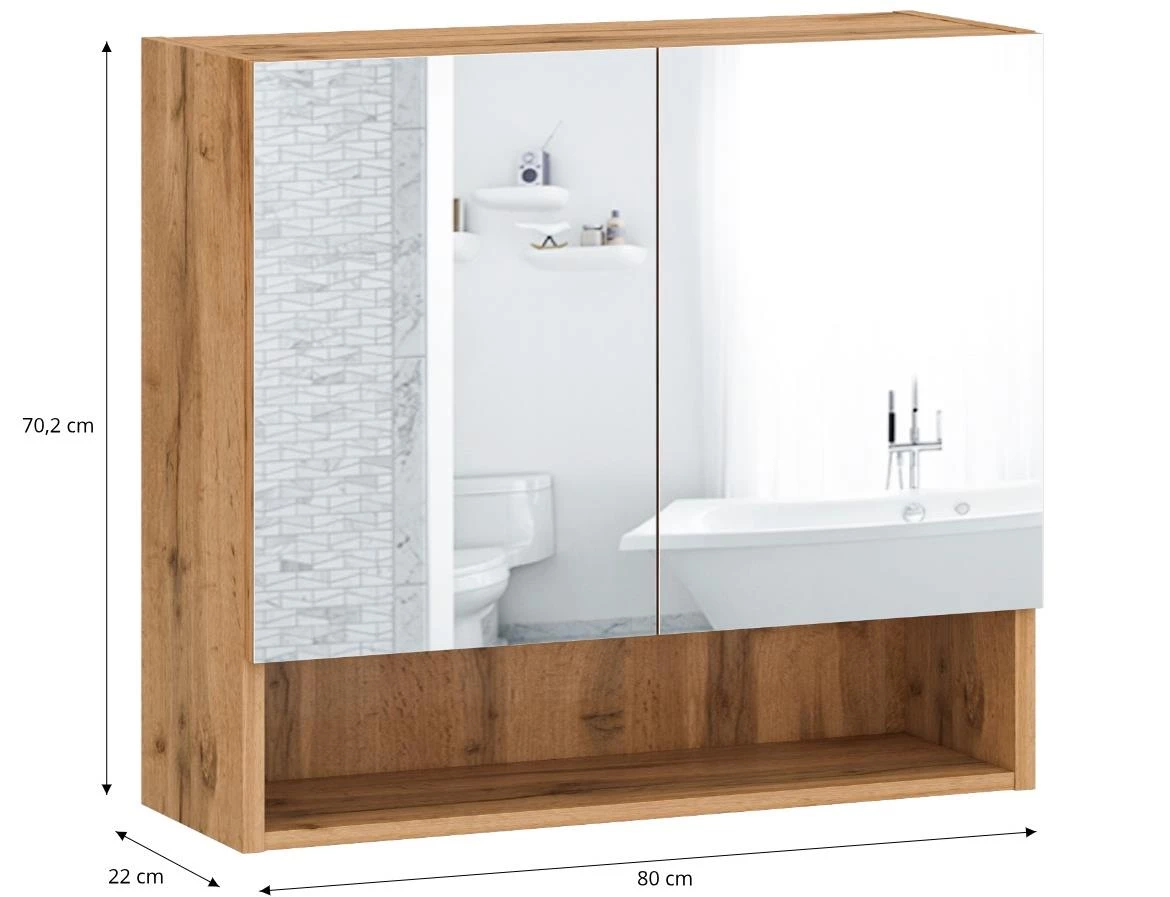 Bruno 80 ormaric s ogledalom 80x22x70,2 hrast