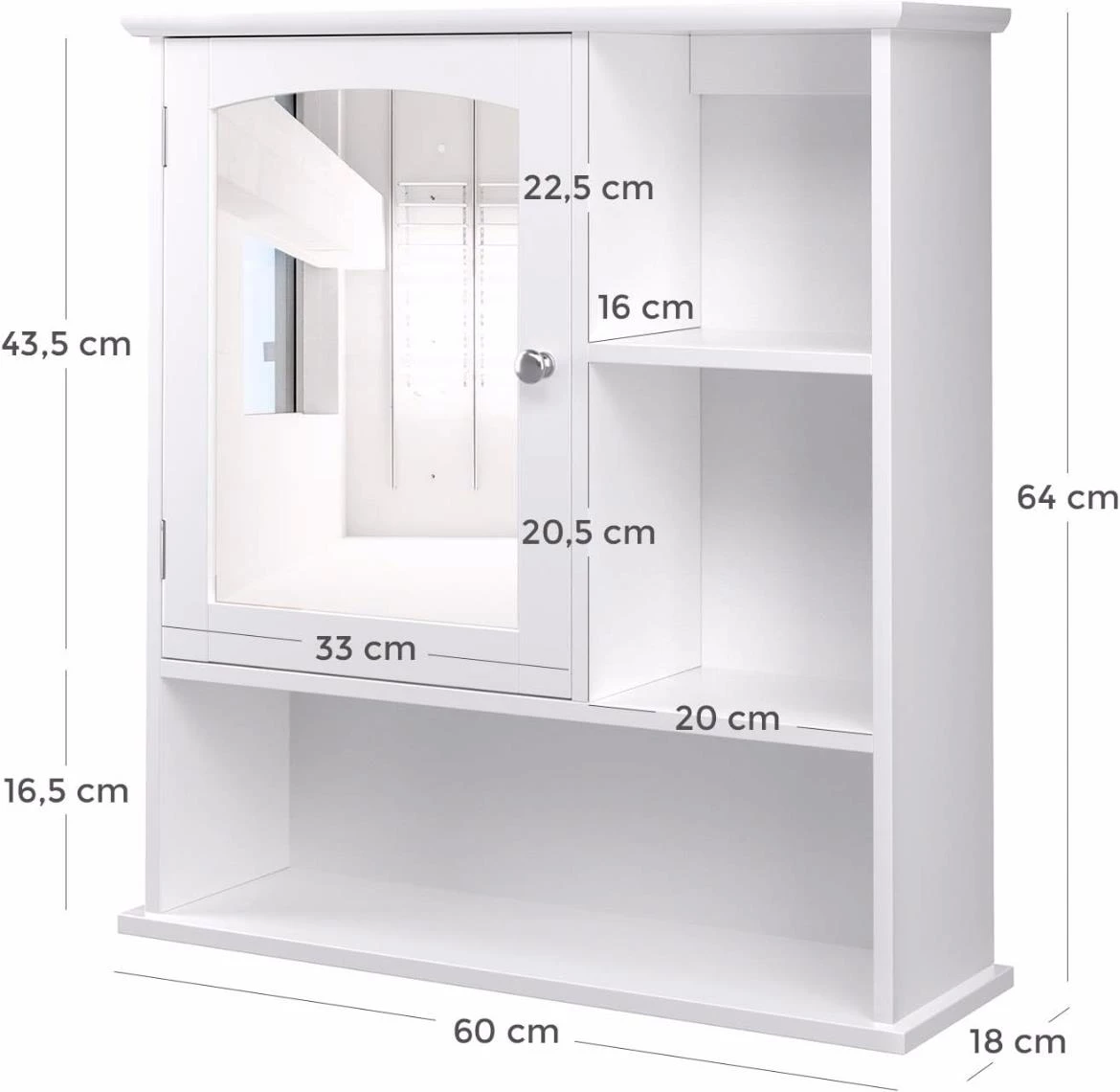 Martina ormaric s ogledalom beli 60x18x64