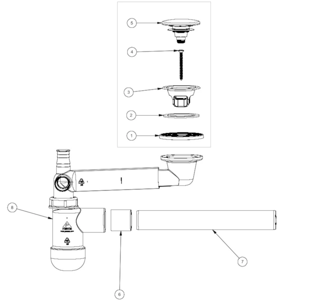 Sifon za umivaonik PRELOC 400 + crni klik-klak cep