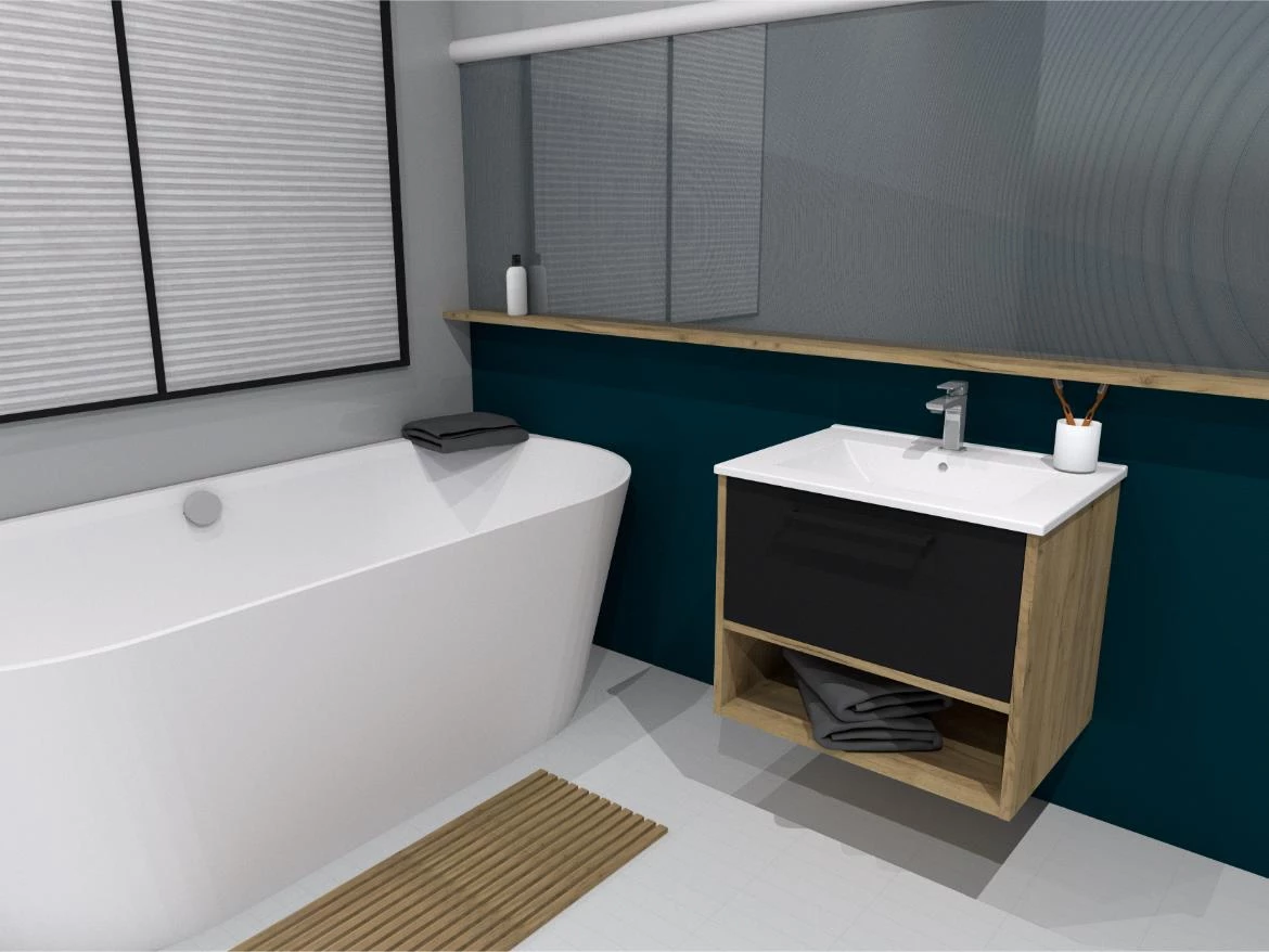 Kiano 60 1S baza za umivaonik 59,6x45,6x50 hrast/crni