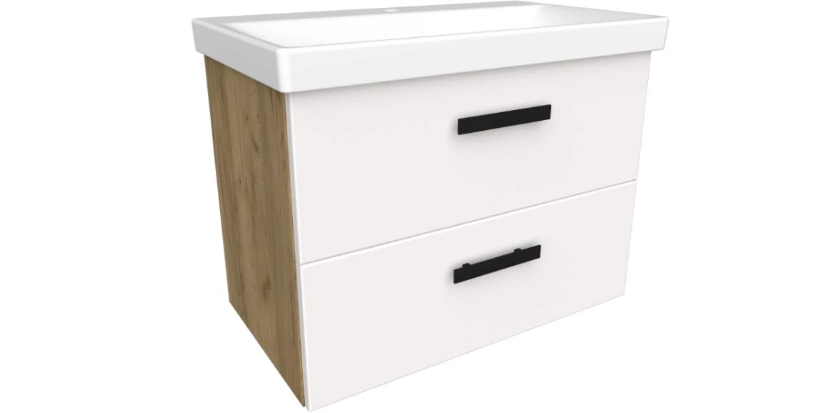 Songa set 65 cm 2S baza s umivaonikom 61x35,1x45 hrast/bela