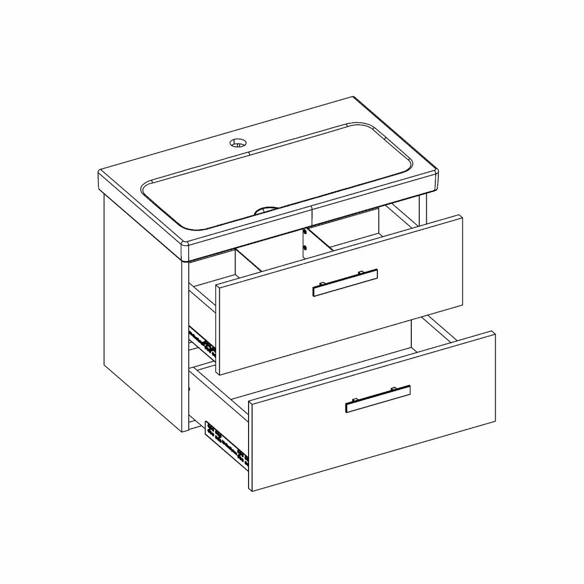 Songa set 65 cm 2S baza s umivaonikom 61x35,1x45 hrast/bela